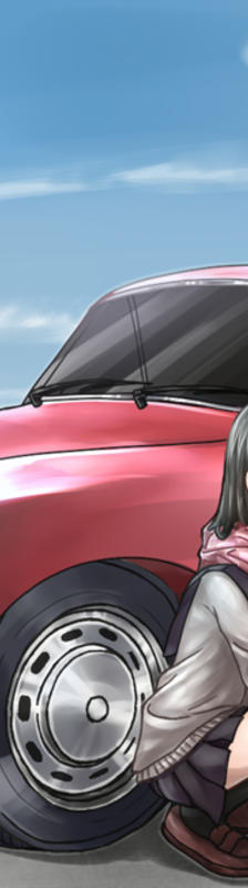 车和少女插画图片壁纸