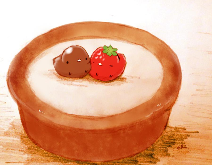 草莓和巧克力的蛋挞插画图片壁纸