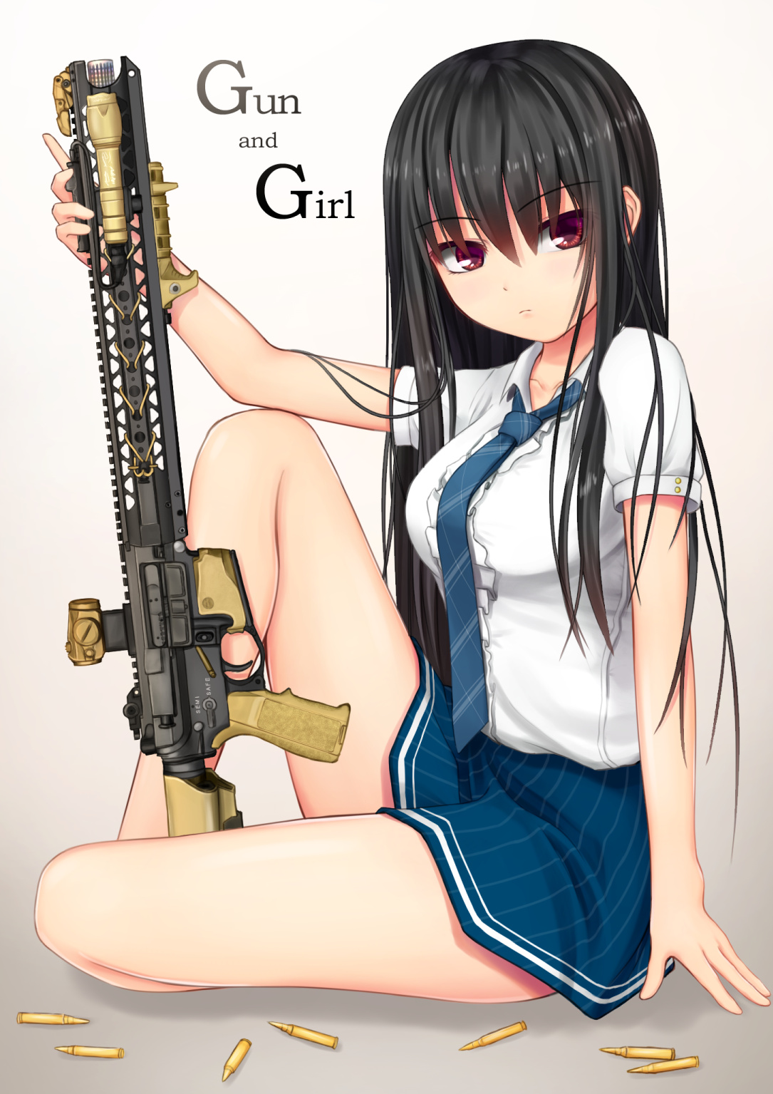 Gun and Girl插画图片壁纸