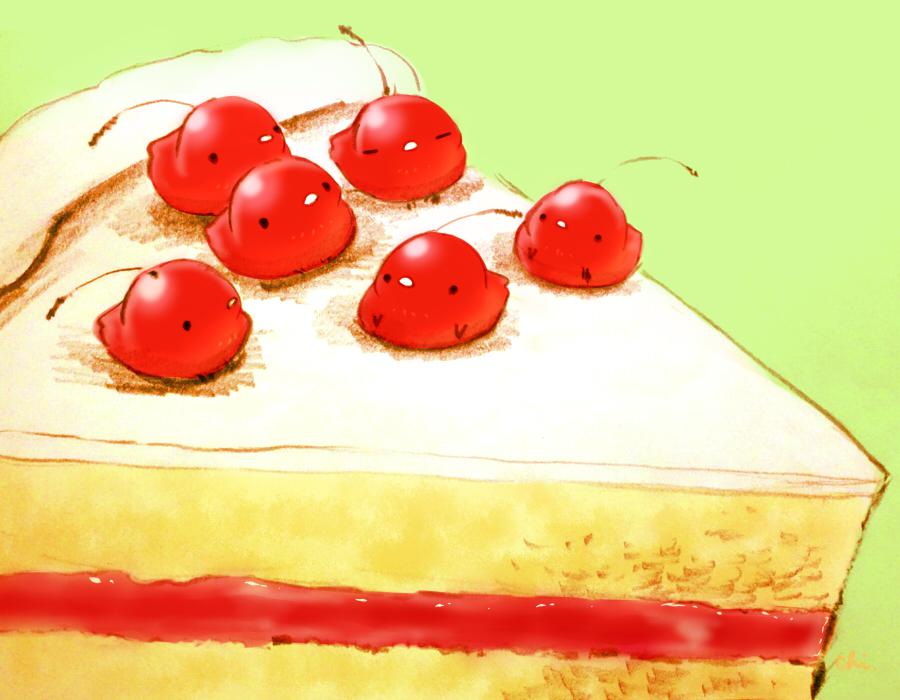 樱桃蛋糕插画图片壁纸