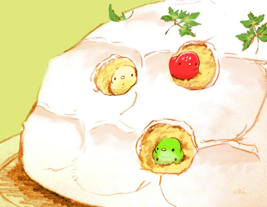 三种水果的圆顶蛋糕插画图片壁纸