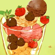 草莓和巧克力的芭菲插画图片壁纸
