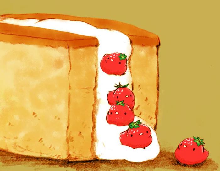 草莓三明治插画图片壁纸