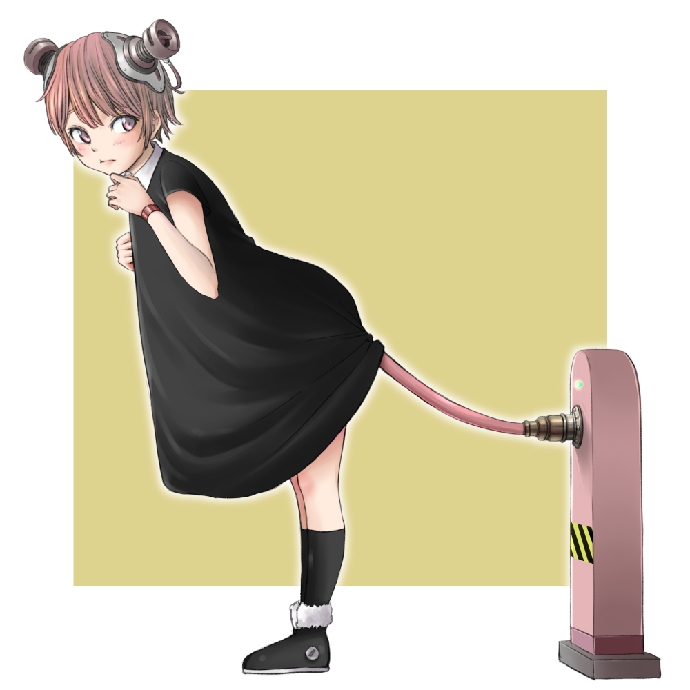 充電少女插画图片壁纸