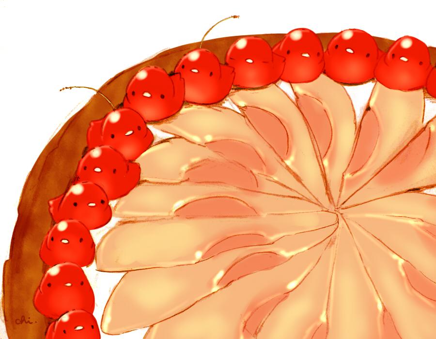 桃子和樱桃的蛋挞插画图片壁纸