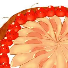 桃子和樱桃的蛋挞插画图片壁纸