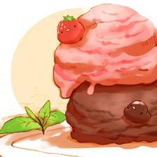 草莓巧克力冰淇淋插画图片壁纸