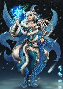 ice fox ahri插画图片壁纸