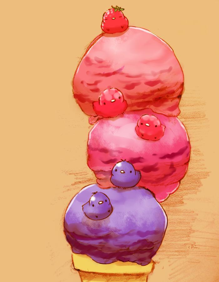 三种浆果冰淇淋插画图片壁纸