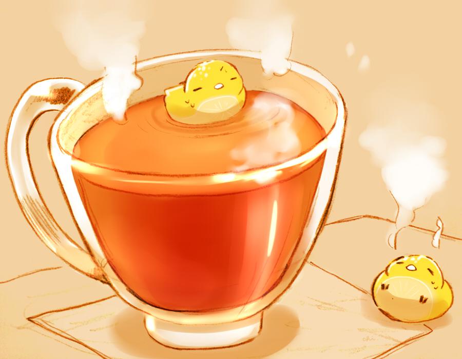 热柠檬茶插画图片壁纸