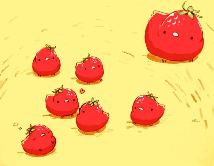 秋草莓插画图片壁纸