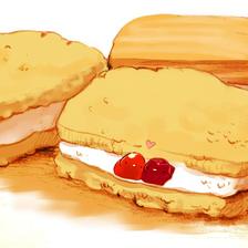 樱桃和葡萄干的三明治曲奇插画图片壁纸
