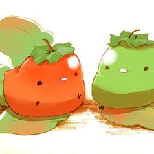 柿子和青柿子插画图片壁纸