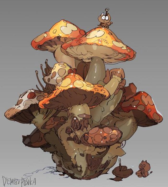 挑逗的蘑菇插画图片壁纸