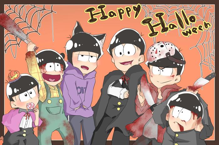 阿松他们的Halloween（结束）插画图片壁纸