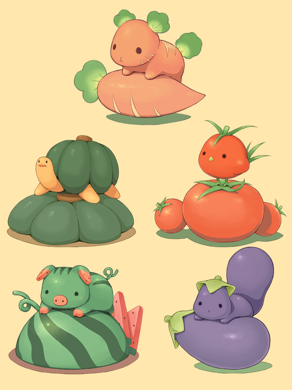 蔬菜动物系列1 ~ 5插画图片壁纸