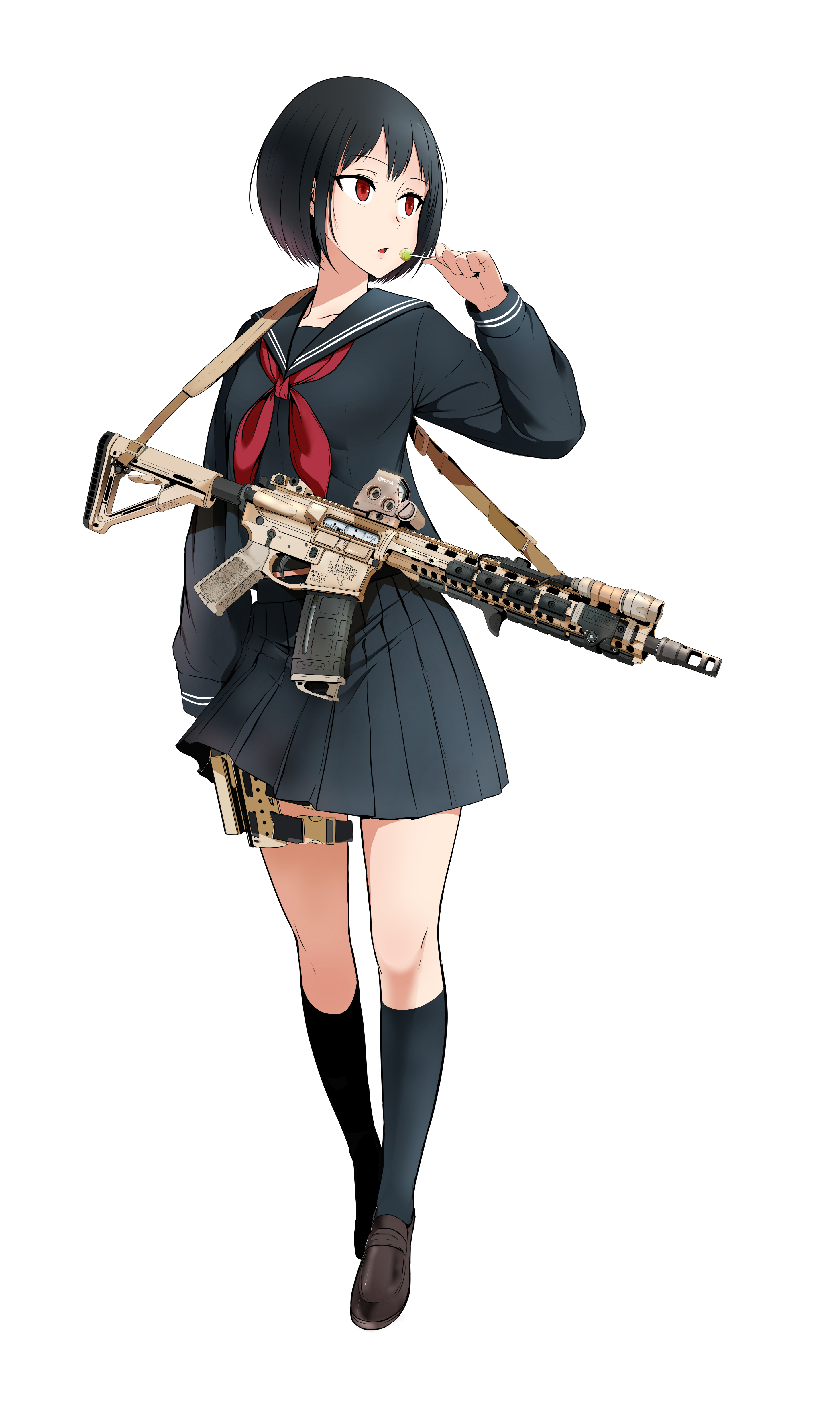 “Costa”步枪和水手服少女插画图片壁纸