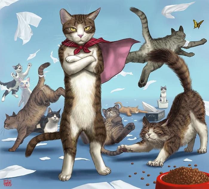猫英雄插画图片壁纸