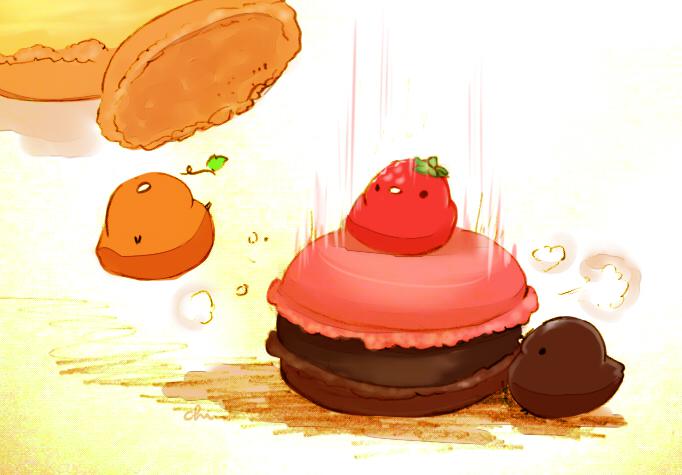草莓巧克力马卡龙插画图片壁纸