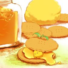 大麦饼干柚子果酱三明治插画图片壁纸