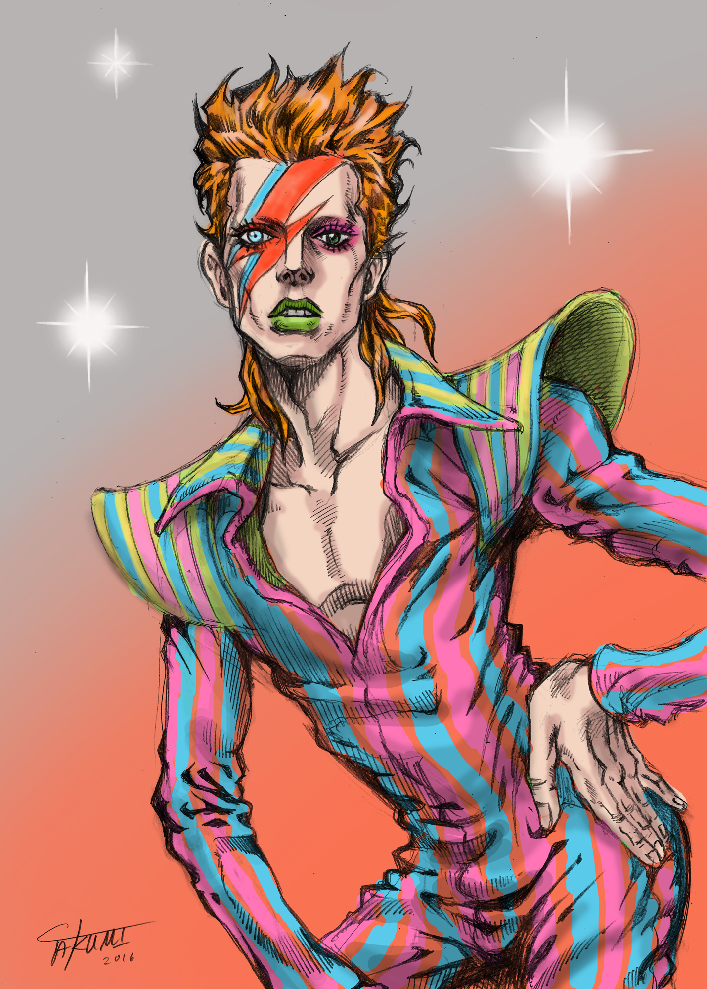 R.I.P.　David Bowie. I Love You.插画图片壁纸