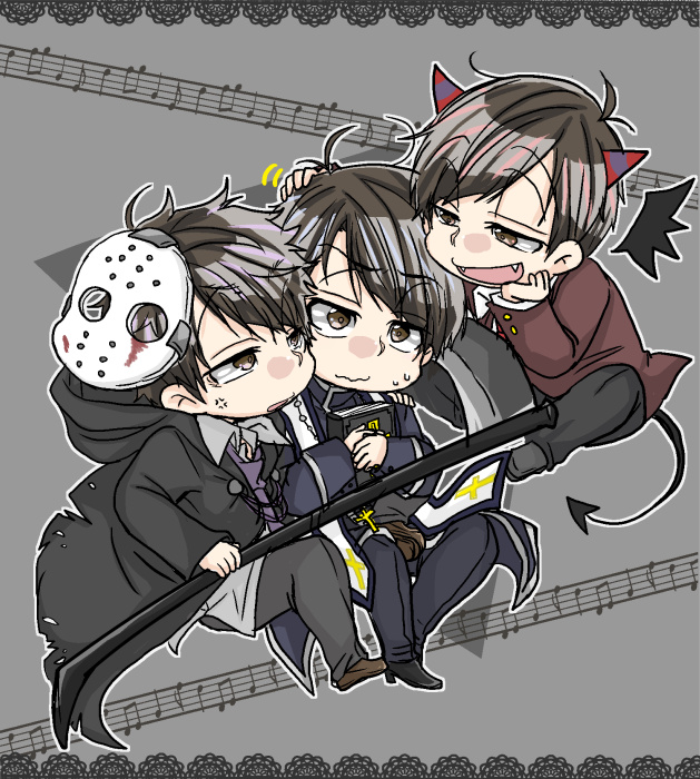 死神→神父←悪魔头像同人高清图