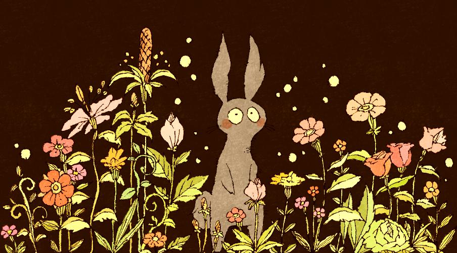 兔子和植物插画图片壁纸