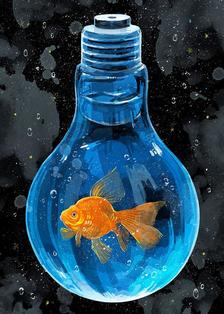 金魚電球插画图片壁纸