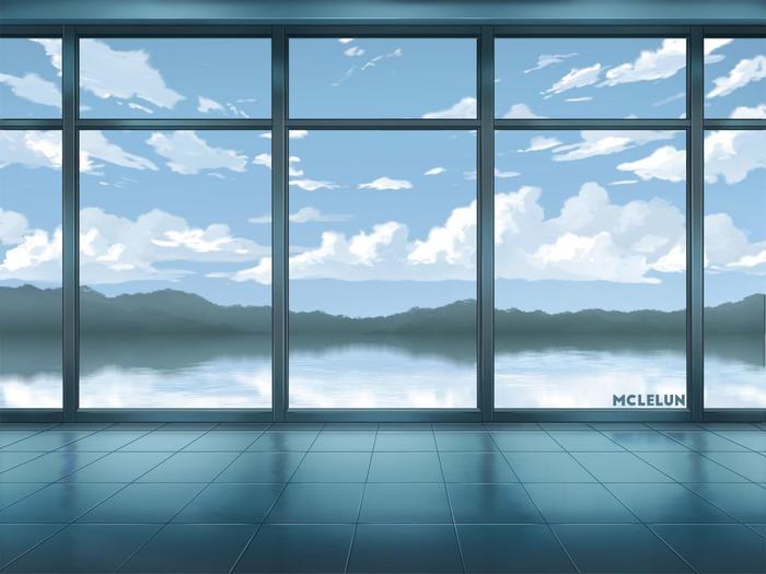 Window Lake Scene插画图片壁纸