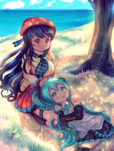 Hatsune Miku and Xin Hua插画图片壁纸