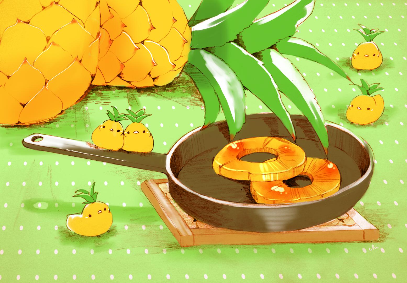 烤菠萝插画图片壁纸