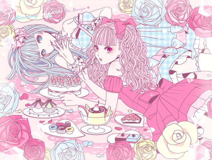 strawberry short cake插画图片壁纸