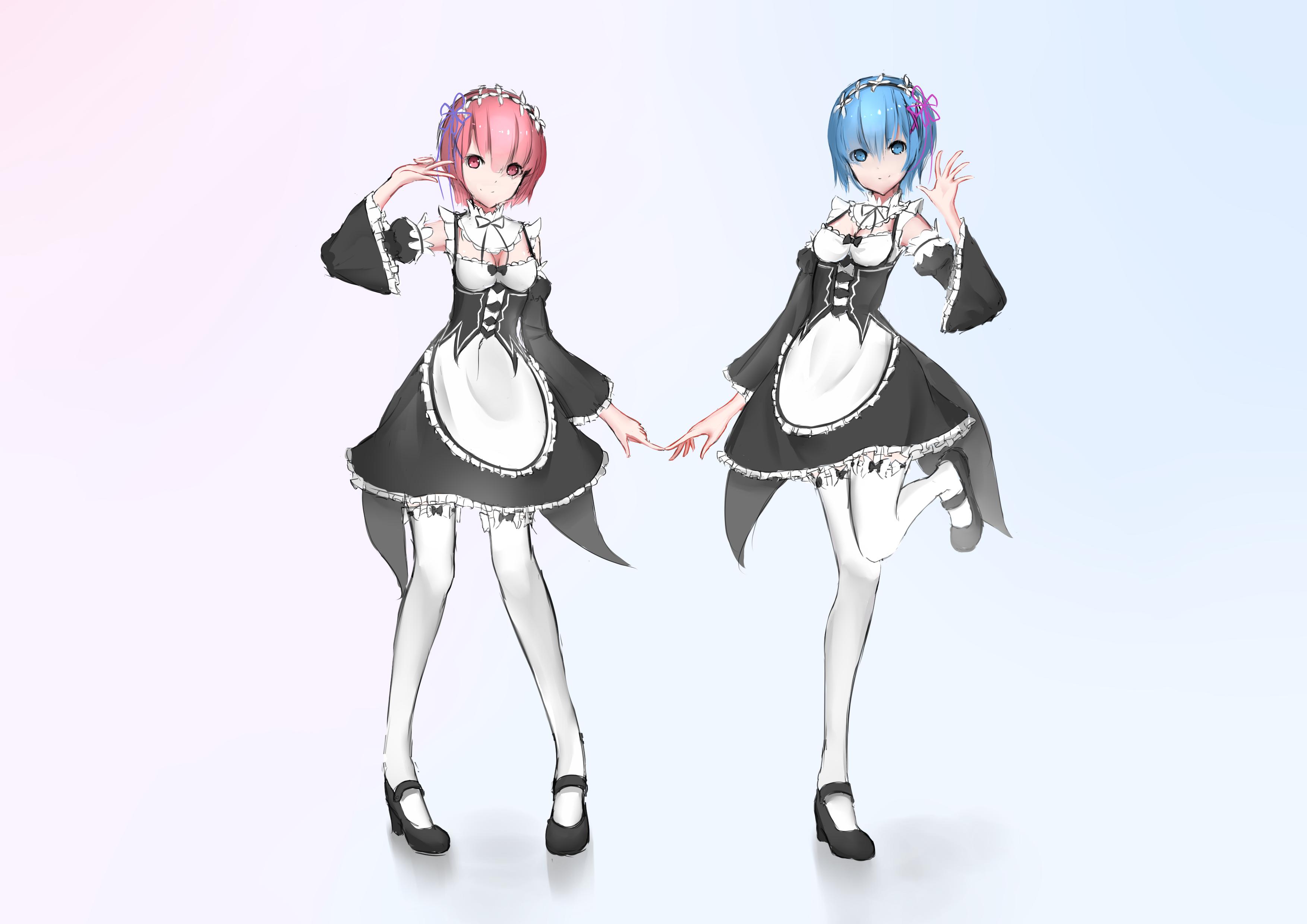 雷姆拉姆插画图片壁纸