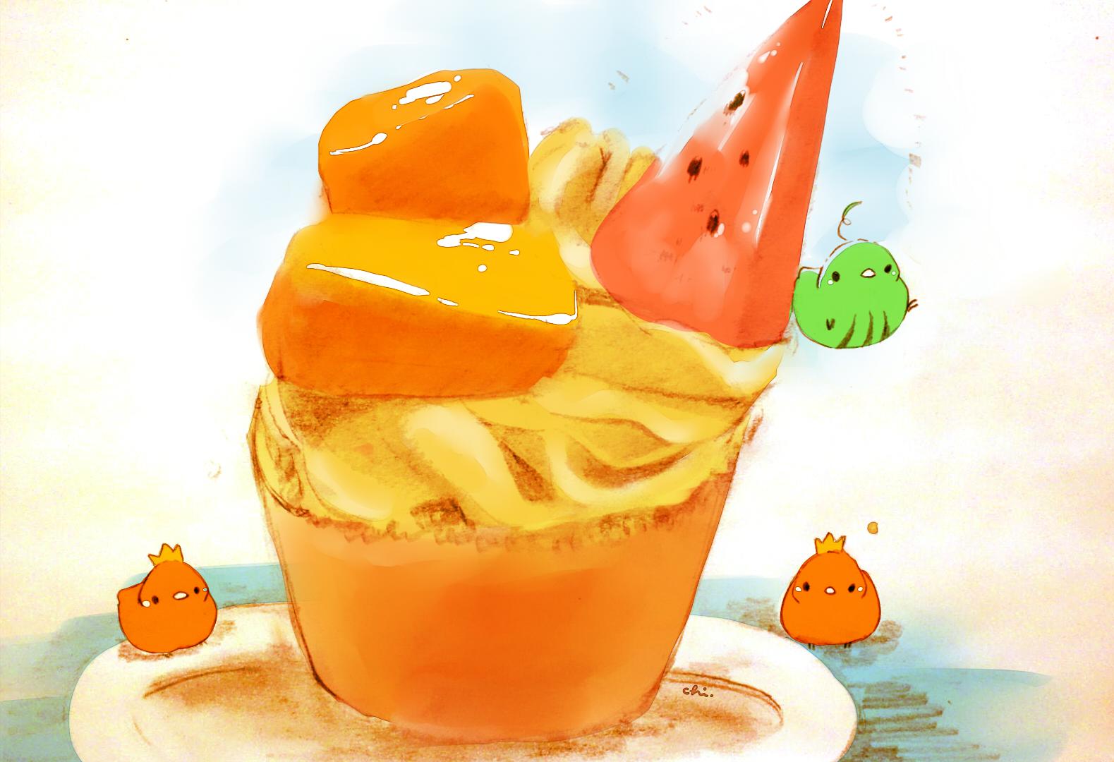 豆浆甜点夏天水果插画图片壁纸