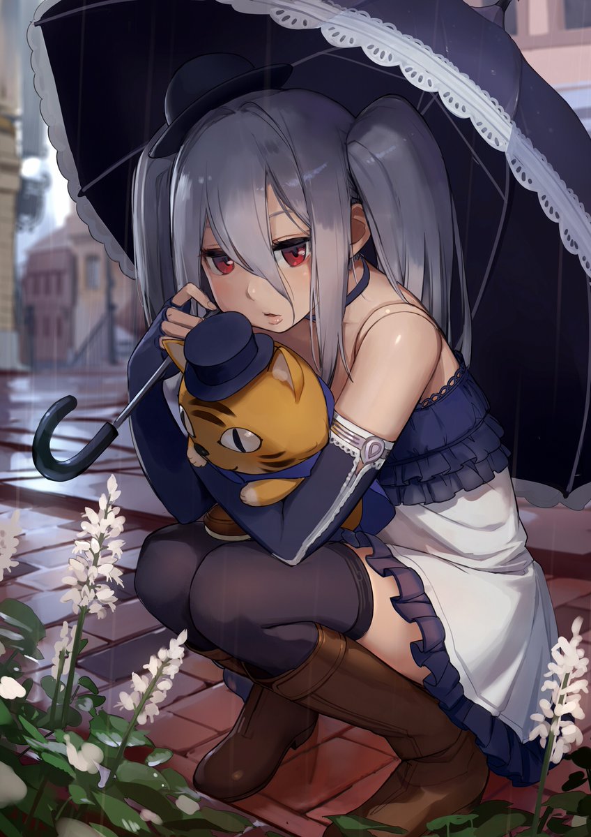 雨与亲吻插画图片壁纸