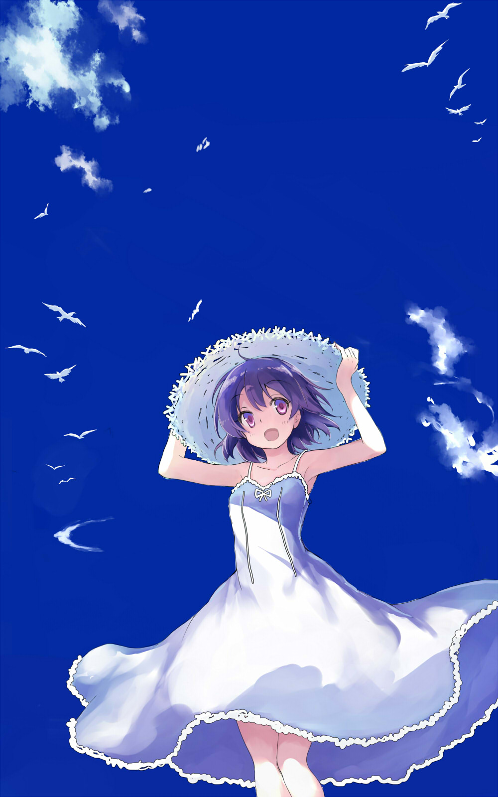 夏装蓝天白云图插画图片壁纸