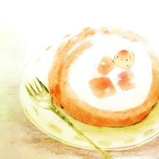 桃子蛋糕卷插画图片壁纸