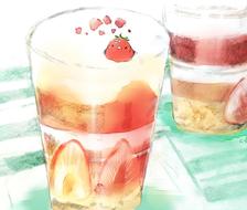 草莓的玻璃杯甜点