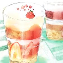 草莓的玻璃杯甜点插画图片壁纸