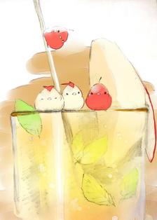 兔子苹果汁插画图片壁纸