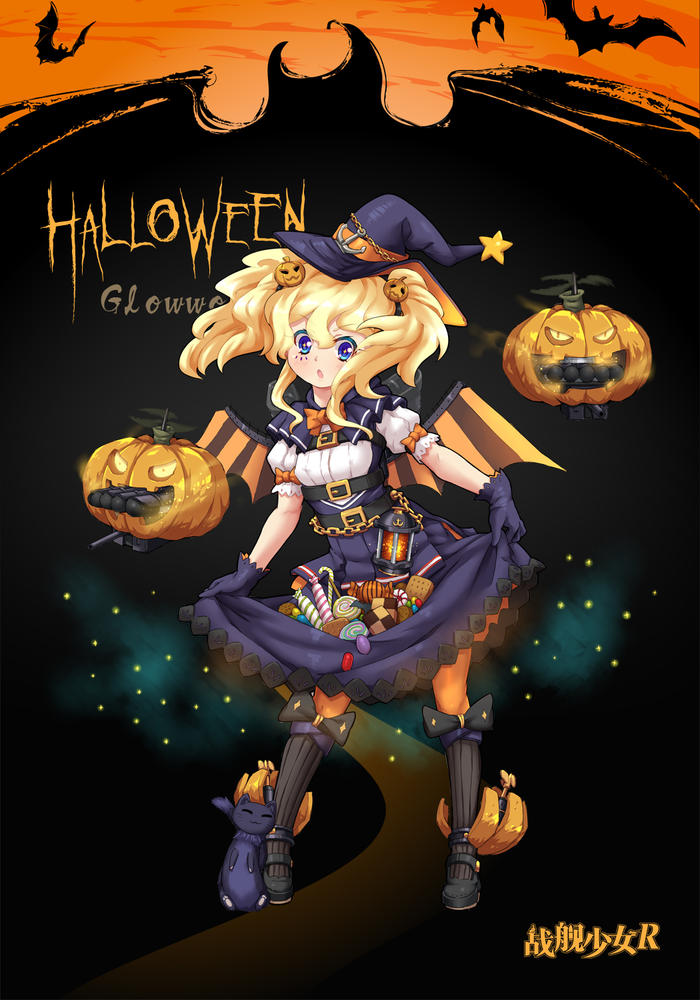 Glowworm in halloween night插画图片壁纸