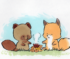 我用高桥留美子的笔触画了阿塔摩的《狸和狐》