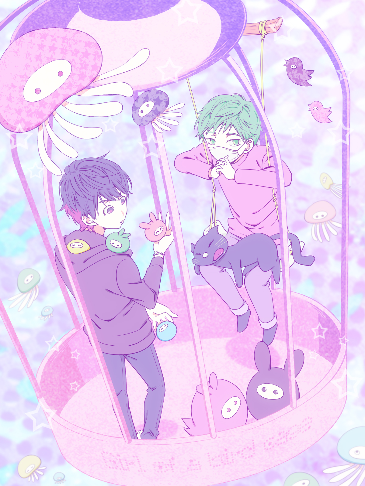 鸟笼插画图片壁纸