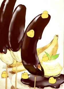 烤巧克力香蕉插画图片壁纸