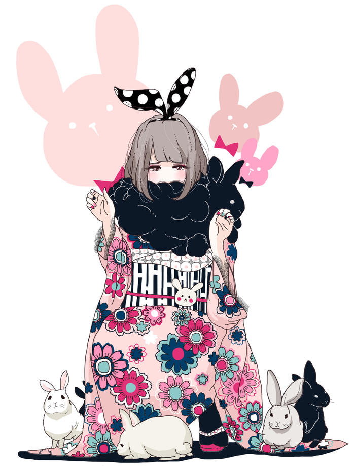 兔子♡和服插画图片壁纸