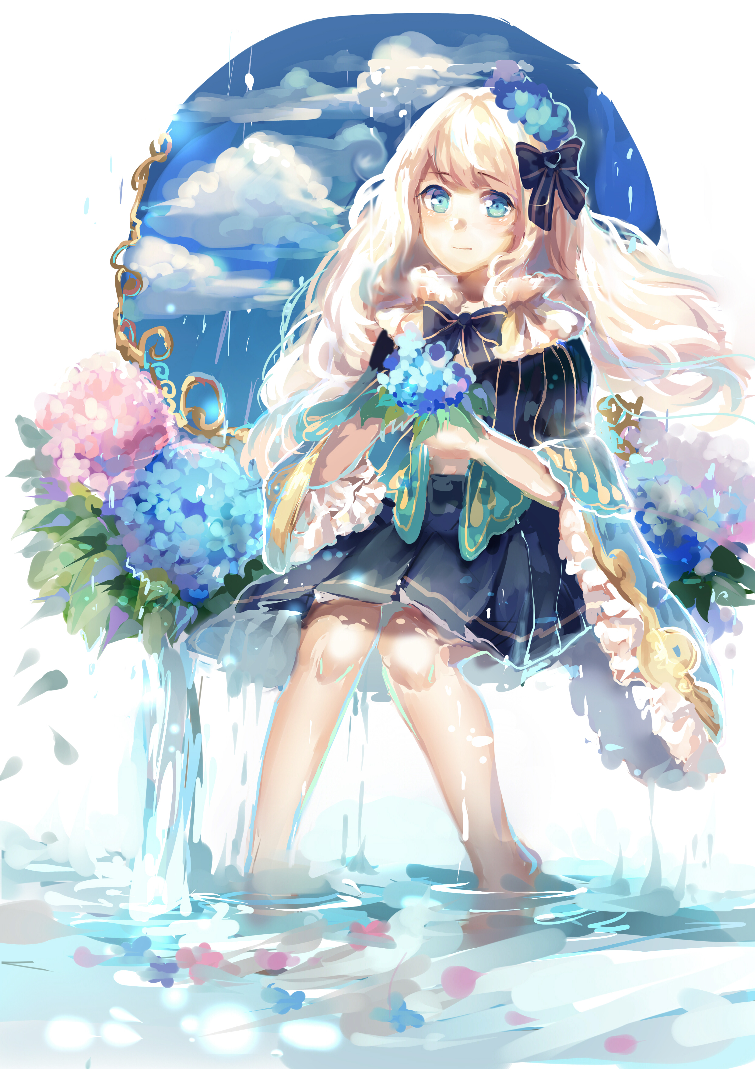 水蒸气和紫阳花原创人物