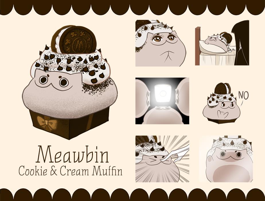 Meawbin line stamp: Cookie&cream插画图片壁纸