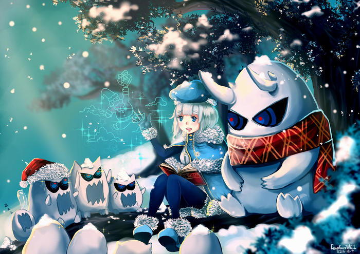 Tell a story to the snow monster插画图片壁纸