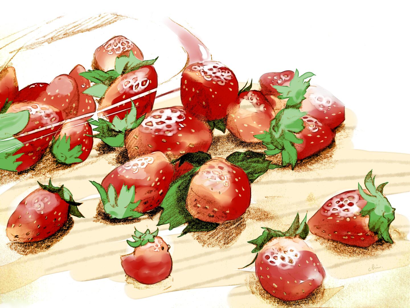 草莓日插画图片壁纸