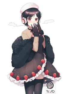 草莓巧克力蛋糕味的少女插画图片壁纸